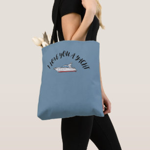 Bolsa Tote 'Eu Te Amo Um Iate' Bodas de Aniversário Costeiras