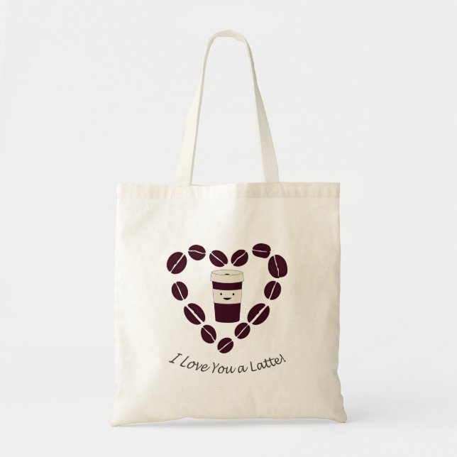 Bolsa Tote Eu te amo uma taça de café e café (Frente)