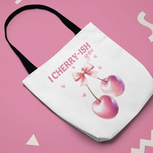 Bolsa Tote 'Eu te desejo cereja' com nome personalizado român
