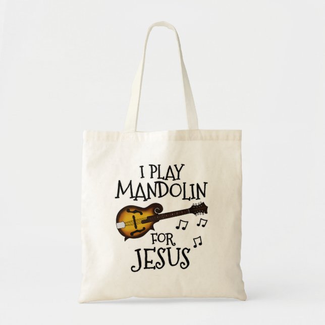 Bolsa Tote Eu Toco Mandolin Para Jesus, Mandolinista Cristão (Frente)