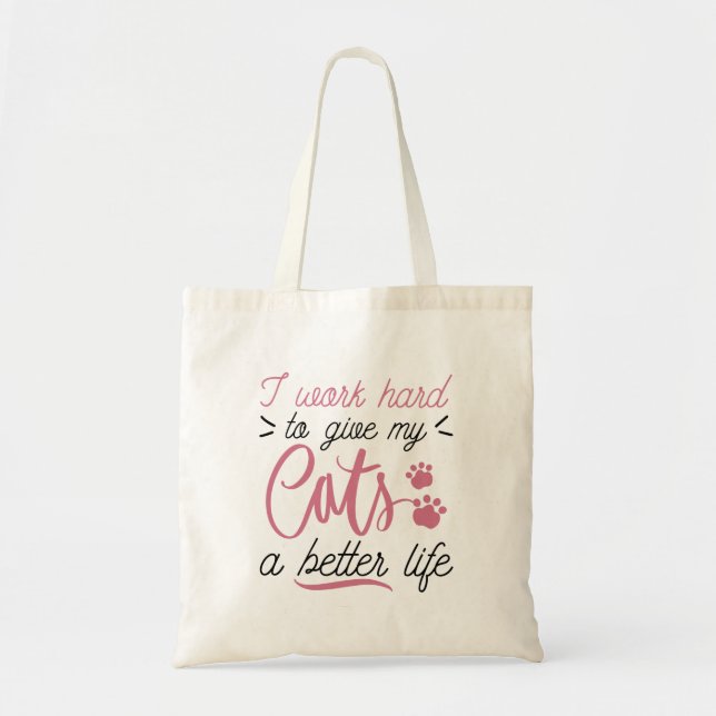 Bolsa Tote Eu Trabalho Gatos Duros (Frente)