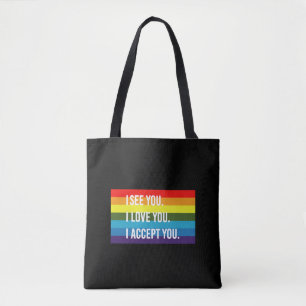 Bolsa Tote Eu Vejo Eu Amo Você Eu Aceito Você Camisa Gay Prid