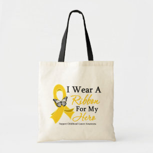 Bolsa Tote Eu visto um cancer da infância do HERÓI da fita