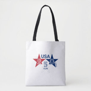 Bolsa Tote EUA 250 Anos - Desenho de estrelas vermelhas azuis