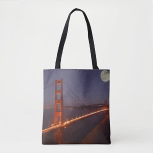 Bolsa Tote EUA, Califórnia, Marin. Nascer da lua sobre o