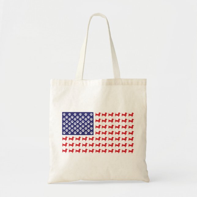 Bolsa Tote EUA-Flag-Dachshund (Frente)