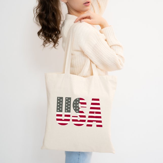 Bolsa Tote EUA no Red White e Blue American Flag Patriotic (Criador carregado)