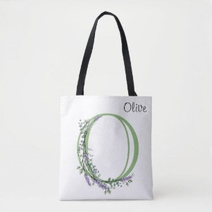 Bolsa Tote Eucalipto e lavanda "O monogrammed"
