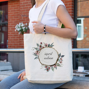 BOLSA TOTE EUCALIPTO FLORAL FLORAL DE PINCO SELVAGEM RUSTIÇA