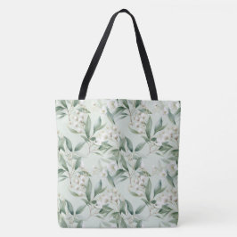 Bolsa Tote Eucalipto Floral Verde de Sage Suave