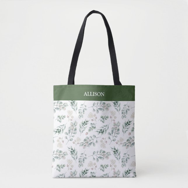 Bolsa Tote Eucalipto Verde Moderno Personalizado (Frente)