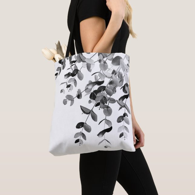 Bolsa Tote Eucalyptus Black & White Delight #1 #foliage #art  (Close Up)