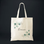 Bolsa Tote Eucalyptus Foliage White Floral Bridesmaid<br><div class="desc">Esta bolsa de tote floral floral branca de folhas de eucalipto é o presente perfeito para apresentar suas damas de honra e madrinha de casamento para um casamento simples. A design apresenta lindas folhas verdes de eucalipto,  pintadas manualmente,  com cor d'água,  inspirando encanto natural.</div>