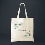 Bolsa Tote Eucalyptus Foliage White Floral Bridesmaid<br><div class="desc">Esta bolsa de tote floral floral branca de folhas de eucalipto é o presente perfeito para apresentar suas damas de honra e madrinha de casamento para um casamento simples. A design apresenta lindas folhas verdes de eucalipto,  pintadas manualmente,  com cor d'água,  inspirando encanto natural.</div>