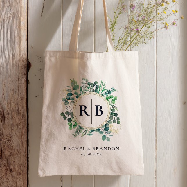 Bolsa Tote Eucalyptus Garden Greenery Wedding Welcome  (Criador carregado)