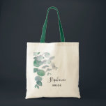 Bolsa Tote Eucalyptus Greenery Bride Personalizado Tote Bag<br><div class="desc">Este elegante Saco de Tota Bride é decorado com folhas de eucalipto de cor aquosa em tons macios de verde. Facilmente personalizável. Para editar ainda mais, use a Ferramenta Design para alterar a fonte, o tamanho da fonte ou a cor. Porque nós criamos a nossa trabalho de arte, você não...</div>
