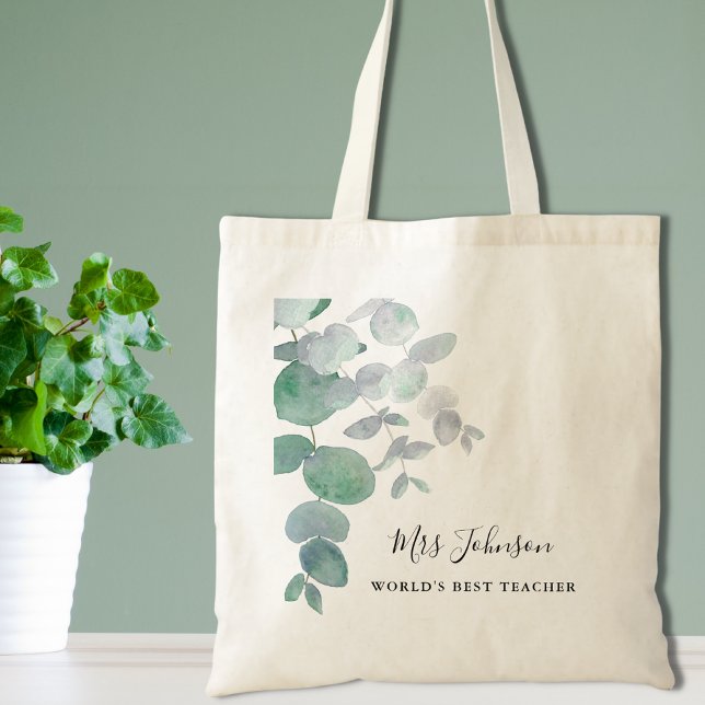 Bolsa Tote Eucalyptus Greenery Teacher (Criador carregado)