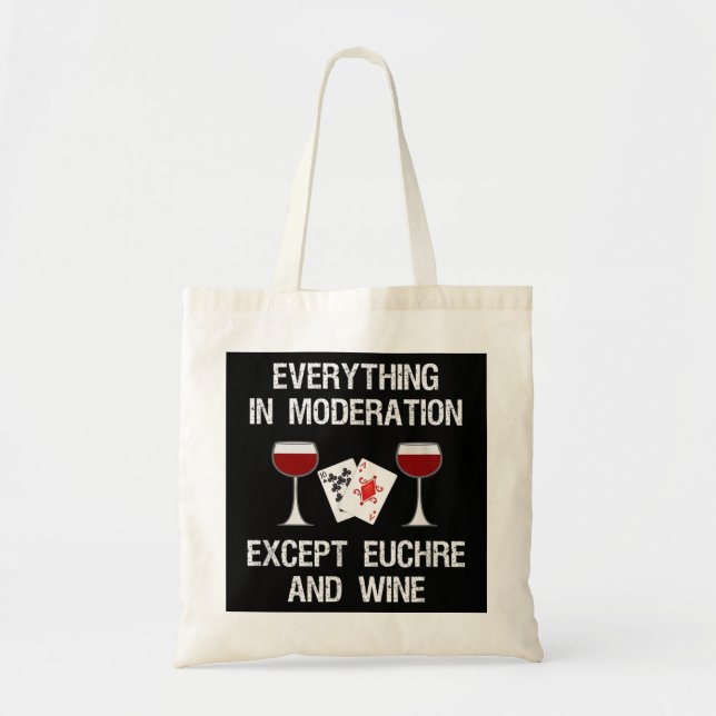Bolsa Tote Euchre - Jogo De Cartão Euchre Engraçado E Vinho (Frente)