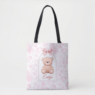 Bolsa Tote Evelyn   Design de Enfermeiro de Urso Rosa Persona