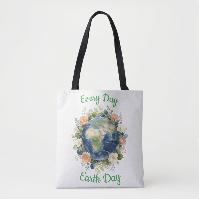 Bolsa Tote Every Day Earth Day Floral Wreath Earth (Frente)