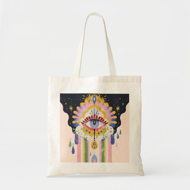 Bolsa Tote Evil Eye Rainbow Drip Protection Charm (Frente)