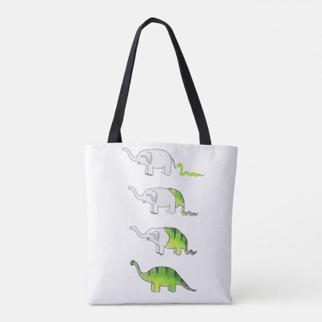 Bolsa Tote evolução dos elefantes aos dinossauros (Verso)
