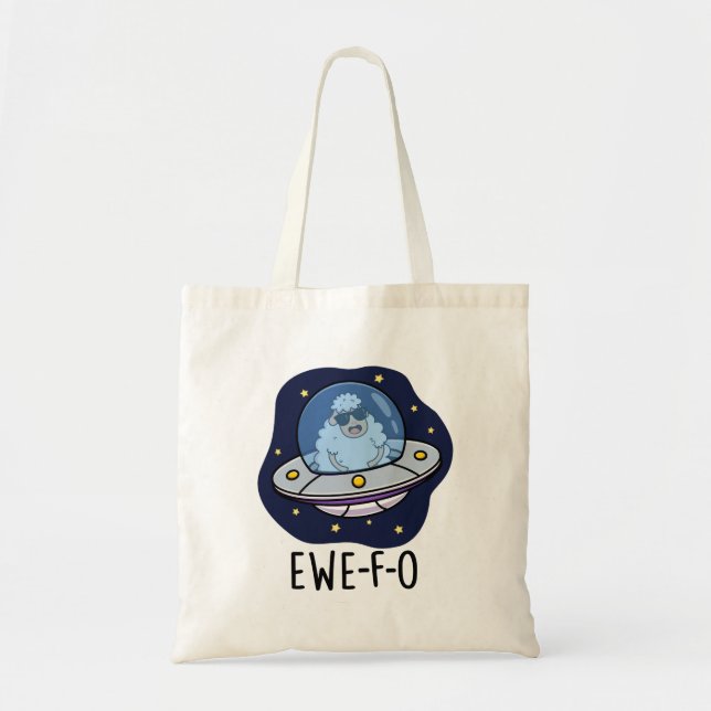 Bolsa Tote Ewe-F-O Funny UFO Pun (Frente)