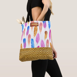 Bolsa Tote Exame de Couve de Penas de Aquarela Moda Fashiável