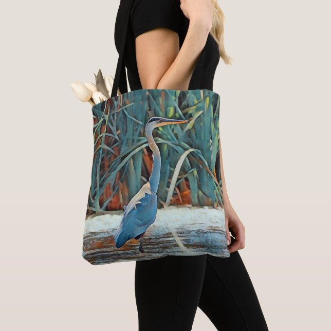 Bolsa Tote Excelente Blue Heron Bizantine Art Drate Bag (Close Up)