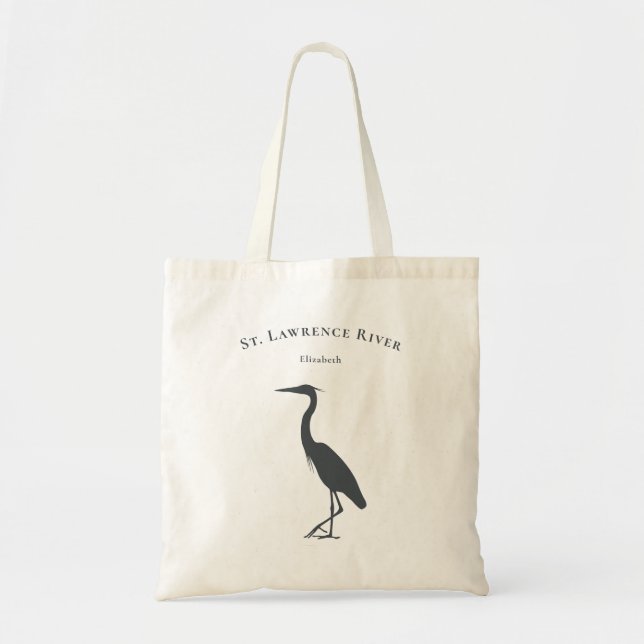 Bolsa Tote Excelente Blue Heron / Egret texto personalizado (Frente)