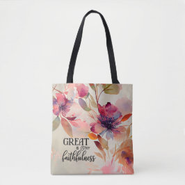 Bolsa Tote Excelente é Sua Fiabilidade Christian Hymn Floral