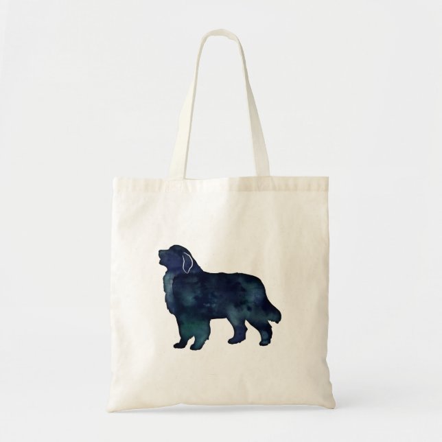 Bolsa Tote Excelente Pirenéus Cães Raça Silhueta Aquarela (Frente)