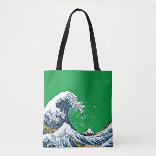 Bolsa Tote Excelente Verde Onda na Pop moderna de Kanagawa
