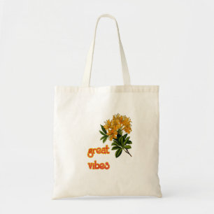 Bolsa Tote Excelente Vibes Vintage Flor de Botão Desenho
