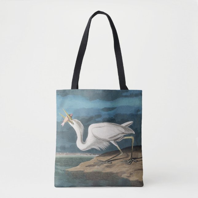 Bolsa Tote Excelente White Heron Audubon Bird Willife Paintin (Frente)