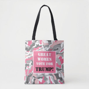 Bolsa Tote Excelentes votam em Camo Rosa Trump