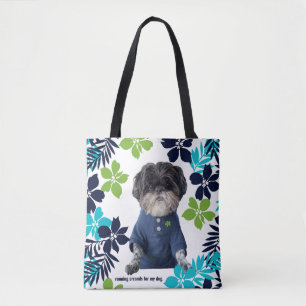 Bolsa Tote Executando tarefas para o meu cão azul tropical si