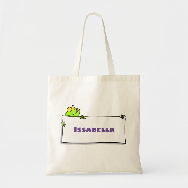 Bolsa Tote Exemplo de desenho animado de sinal verde de sapo (Frente)