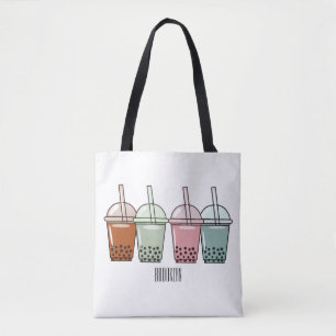 Bolsa Tote Exemplo de desenho animado do chá de bolhas