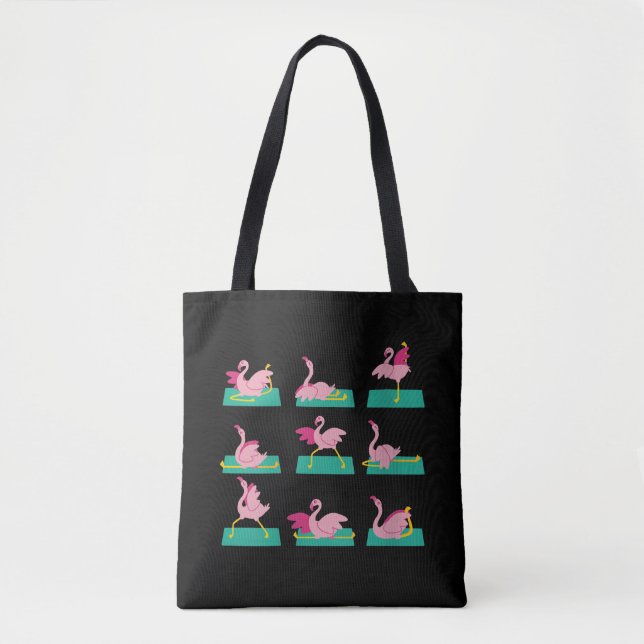Bolsa Tote Exercício de Meditação Flamingo Yoga Poses (Frente)