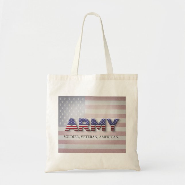 Bolsa Tote Exército "Soldado, Veterano, Americano" (Frente)
