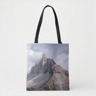 BOLSA TOTE EXIBIÇÃO DE CAMPO E MONTANHA SOB CÉU BRANCO E A