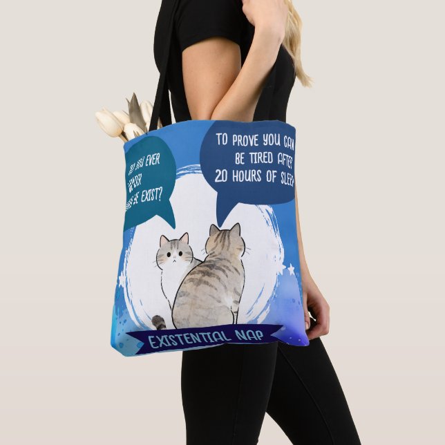 Bolsa Tote Existential Nap Funny Cat Sleep Humor Quote (Close Up)