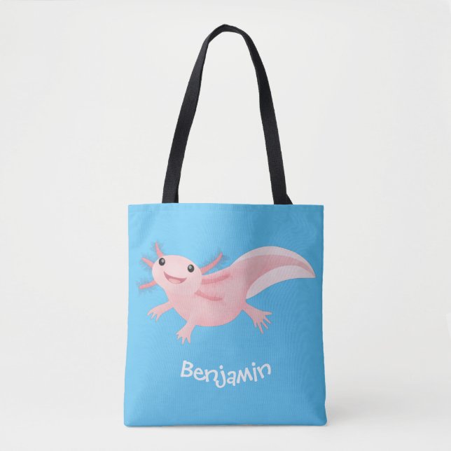 Bolsa Tote Exolotl branco rosa feliz (Frente)