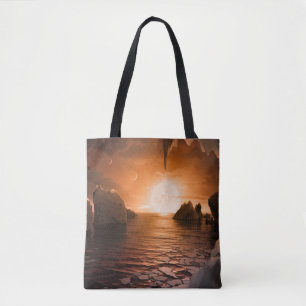 Bolsa Tote Exoplanetário Trapist-1f Do Lado Noturno Icy.