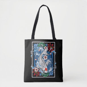 Bolsa Tote Explorações piscícolas japonesas Koi Fish Cherry B