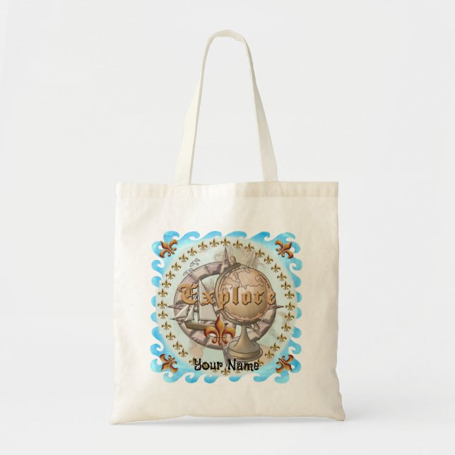 Bolsa tote exploradora de mapa (Frente)