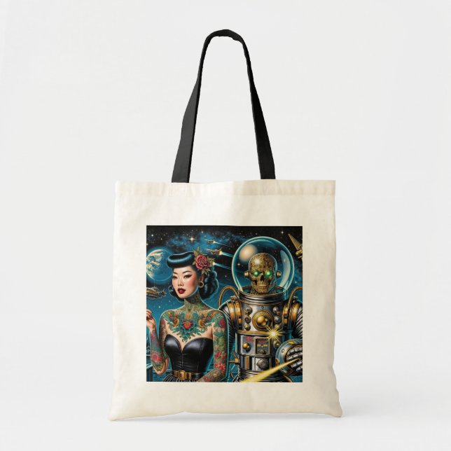 Bolsa Tote Exploradores Espaciais Retrô (Frente)