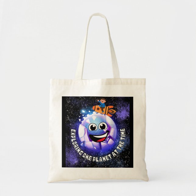 Bolsa Tote Explorando um planeta de cada vez . menino em um f (Frente)