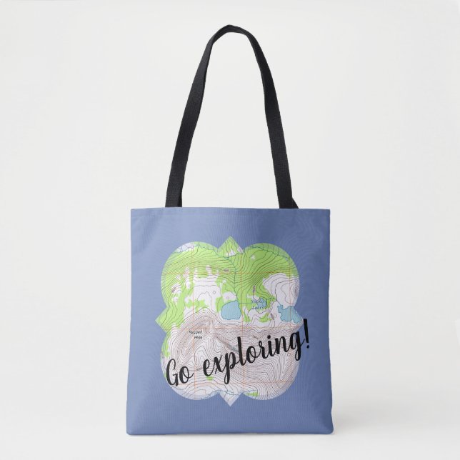 Bolsa Tote "Explorar" Quatrefoil do Mapa Topográfico (Frente)